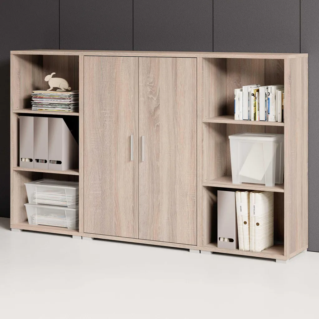 Armoire en chêne Sonoma de 3 niveaux de rangement pour bureau - 5