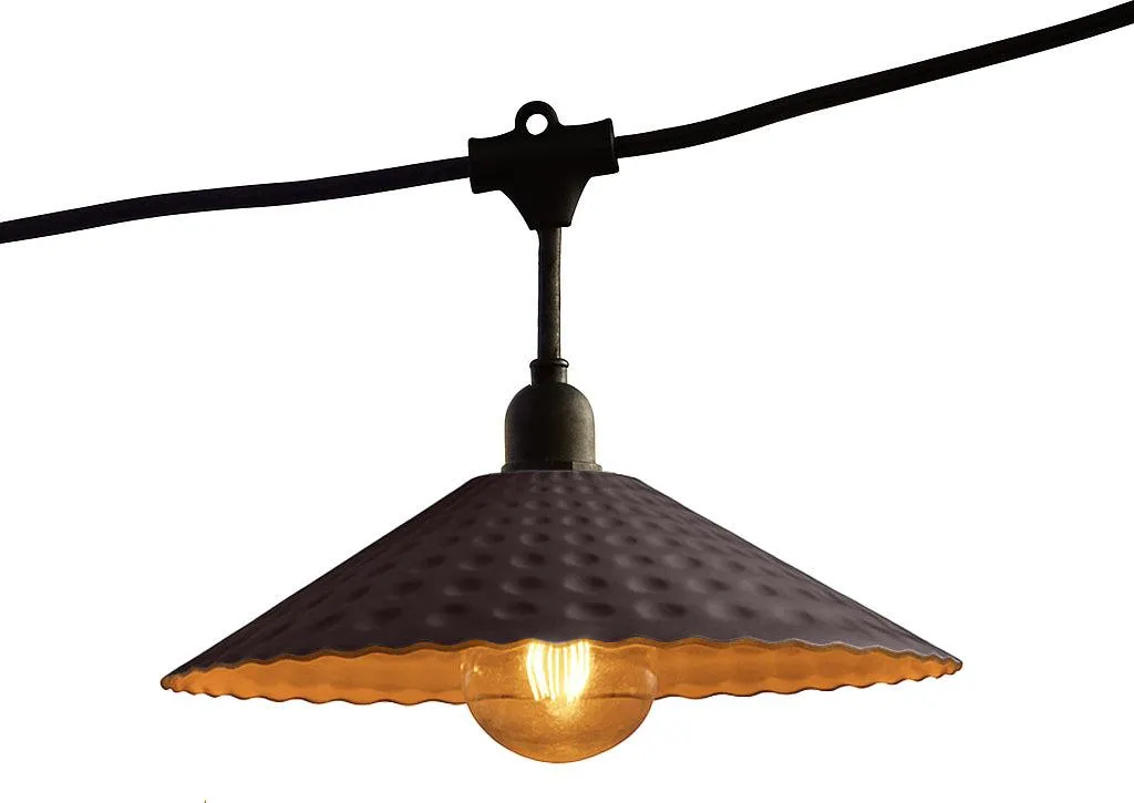 Guirlande guinguette extérieure avec abat-jour métal et LED filament