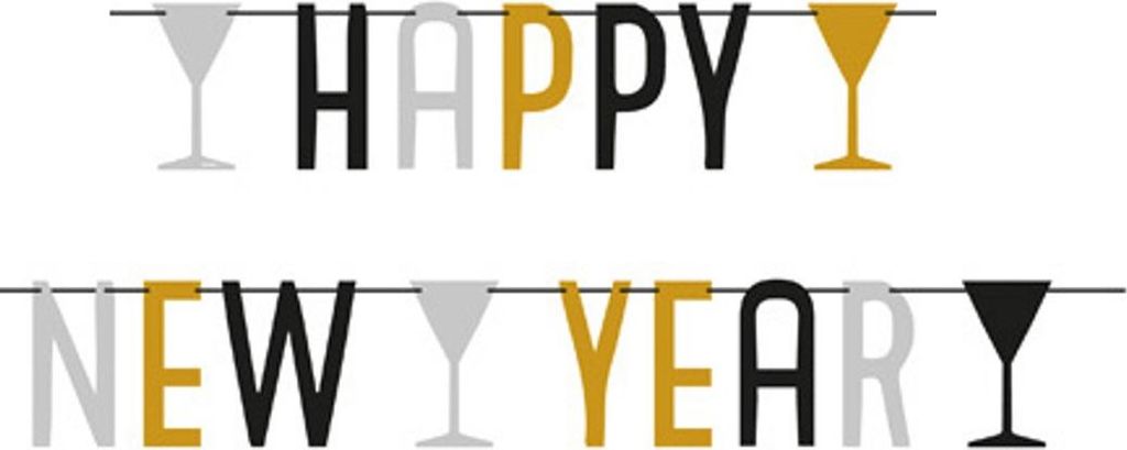 amscan 9902275 Partykette Golden Wishes - 1,8 m, Text "Happy New Year"