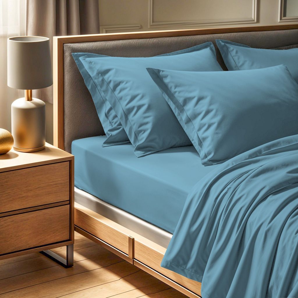 L'Essentiel Linge de Maison, Tonne Marie - Buddy, Doppeltes Bettlaken von Ranforce, 100 % BAUMWOLLE RANFORCE, Blau, 240 x 260 cm