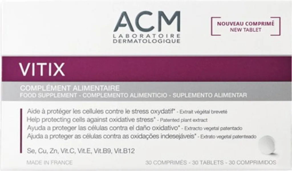 Vitix ACM 30 Comprimés à l'Extrait de Melon Antioxydant pour Pigmentation