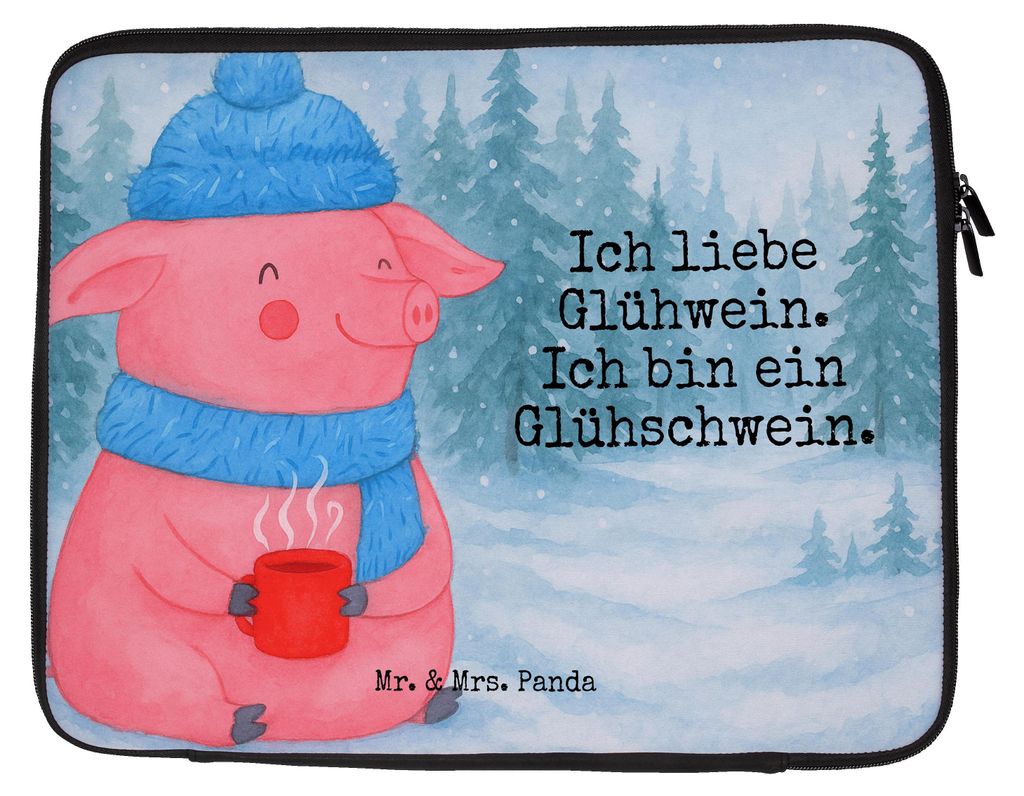 Mr. & Mrs. Panda Tasche Laptop Schwein Glühwein Design 20 x 28 cm - Weiß - Geschenk, Laptoptasche, Hülle, Punsch, Weihnachtsmarkt, Sleeve, Weihn...