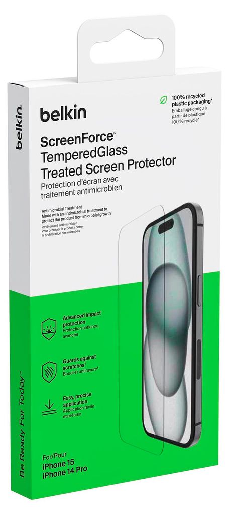 Belkin Screenforce Tempered Gl. antiba.iPhone 15/14Pro Immagine del prodotto 