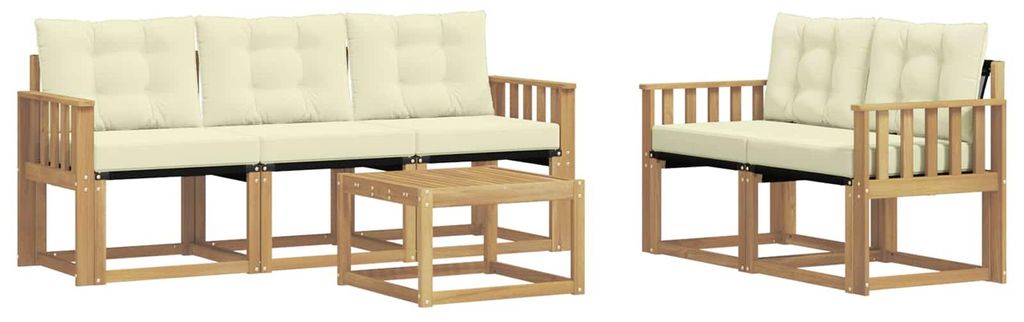 vidaXL Outdoor-Sofagarnitur mit Kissen 6 pcs Weiß und Creme