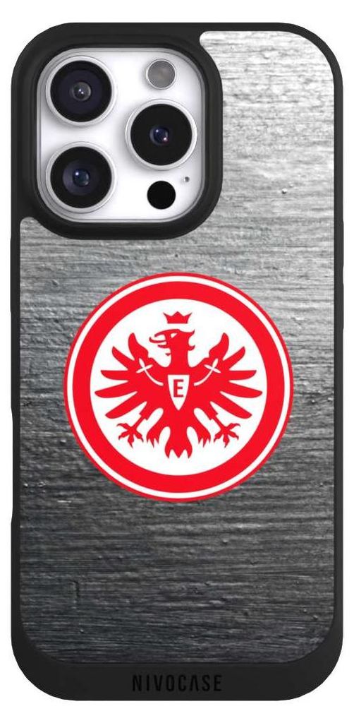 NIVOCASE Handyhülle für Apple iPhone 16 Pro Hülle NIVOpure Case Schwarz Eintracht Frankfurt Logo SGE