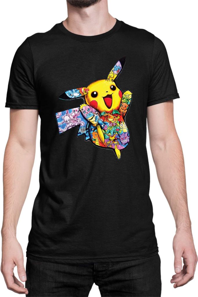 Herren T-Shirt Japan Manga Anime Comics Pokemon 035, Man 2XL / Schwarz