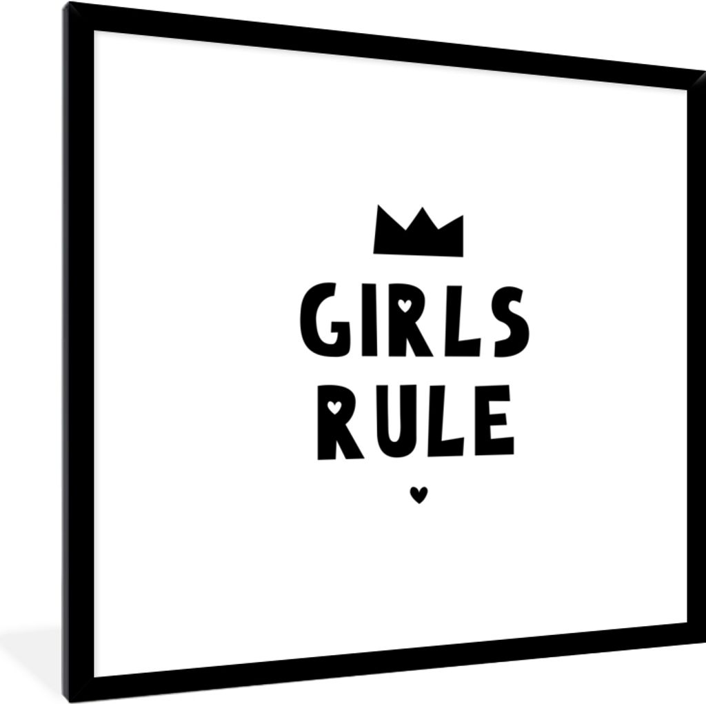 MuchoWow Gerahmtes Poster Zitate - Kinder - Mädchen - Mädchen regieren - Sprichwörter 40x40 cm - Poster mit Schwarzem Bilderrahmen Wandposter ...