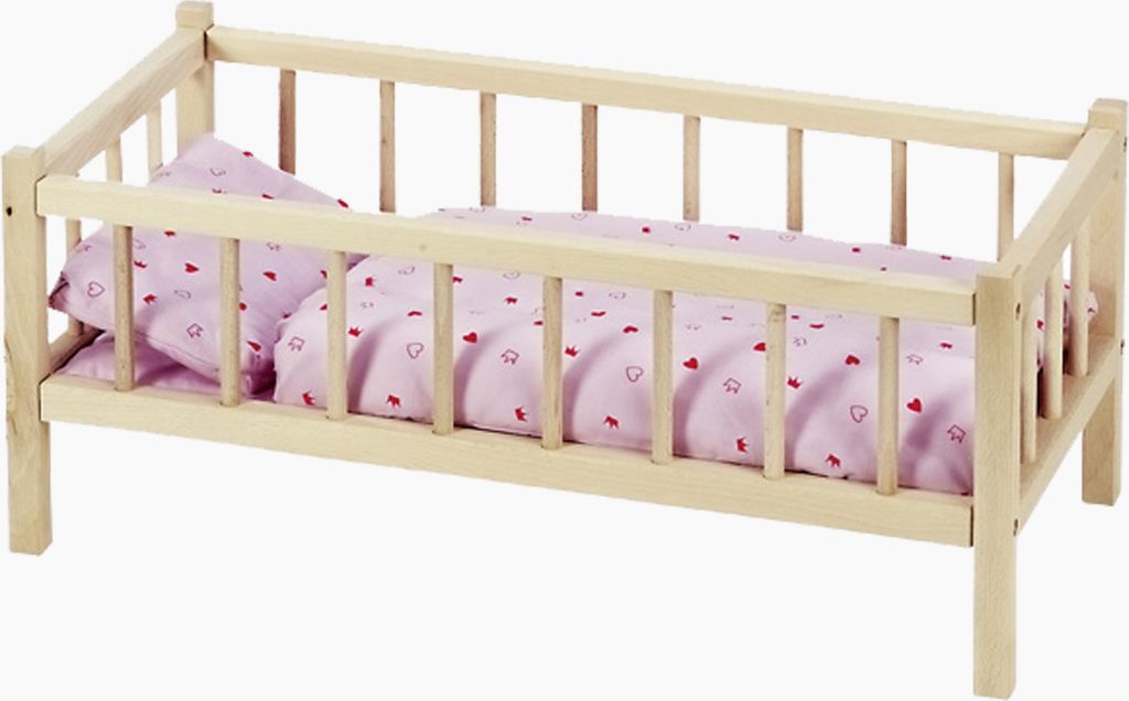 goki RA107 Puppenbett, natur/rosa Produktbild 