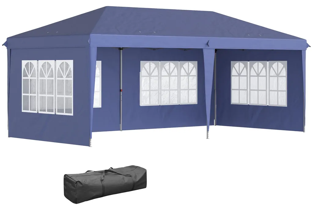 Tente pliante 3x6m bleue en acier | Tente de réception Oxford