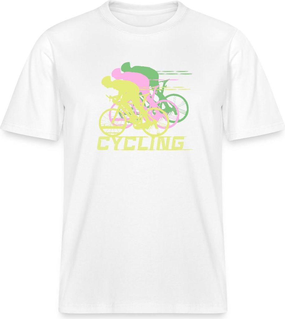 Spreadshirt Fahrrad Sport Neon Cycling Retro Relaxed Fit Uni T-Shirt, XL, Weiß