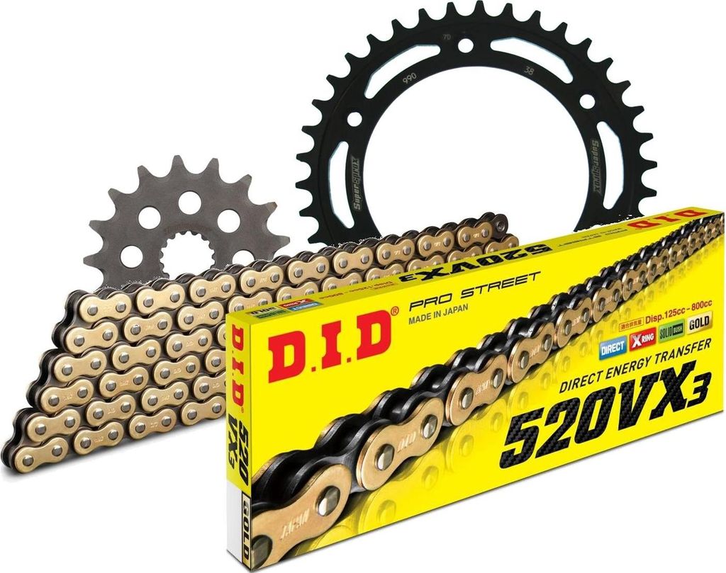 DID Kit Stahl Kompatibel mit KTM Duke 640 03-07/Duke (> 04/200... 17-38-118 DID520VX3(G&B) Endlos