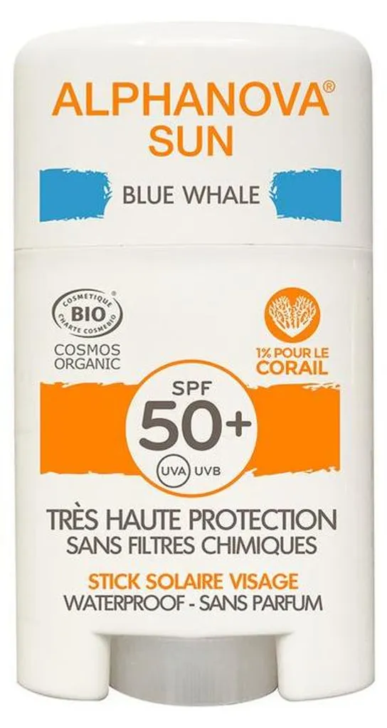 Stick solaire bleu SPF 50 BIO résistant à l'eau pour le sport