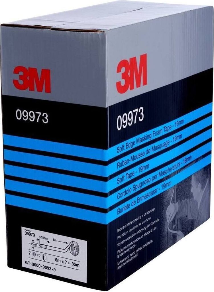 3M Soft Edge Foam Abdeckband, Weiß, 35 m x 19 mm - 09973 ( 7 x 5 Meter )