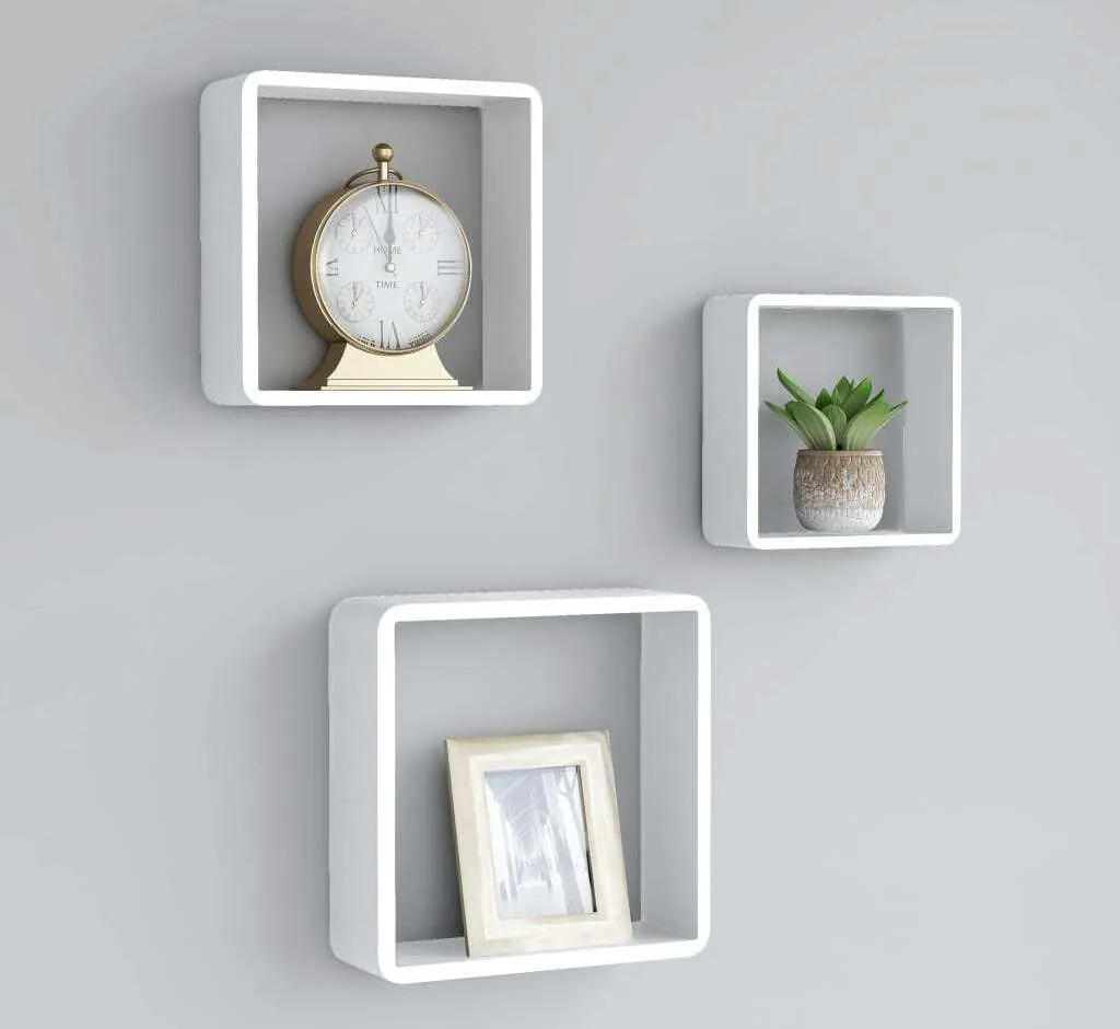 Étagères en cube 3 pcs. Blanc MDF finition mate haute qualité résistante