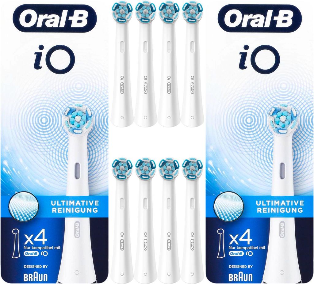 Oral-B iO ULTIMATE CLEAN Weiß Aufsteckbürsten für elektrische Zahnbürsten, 8 Stück