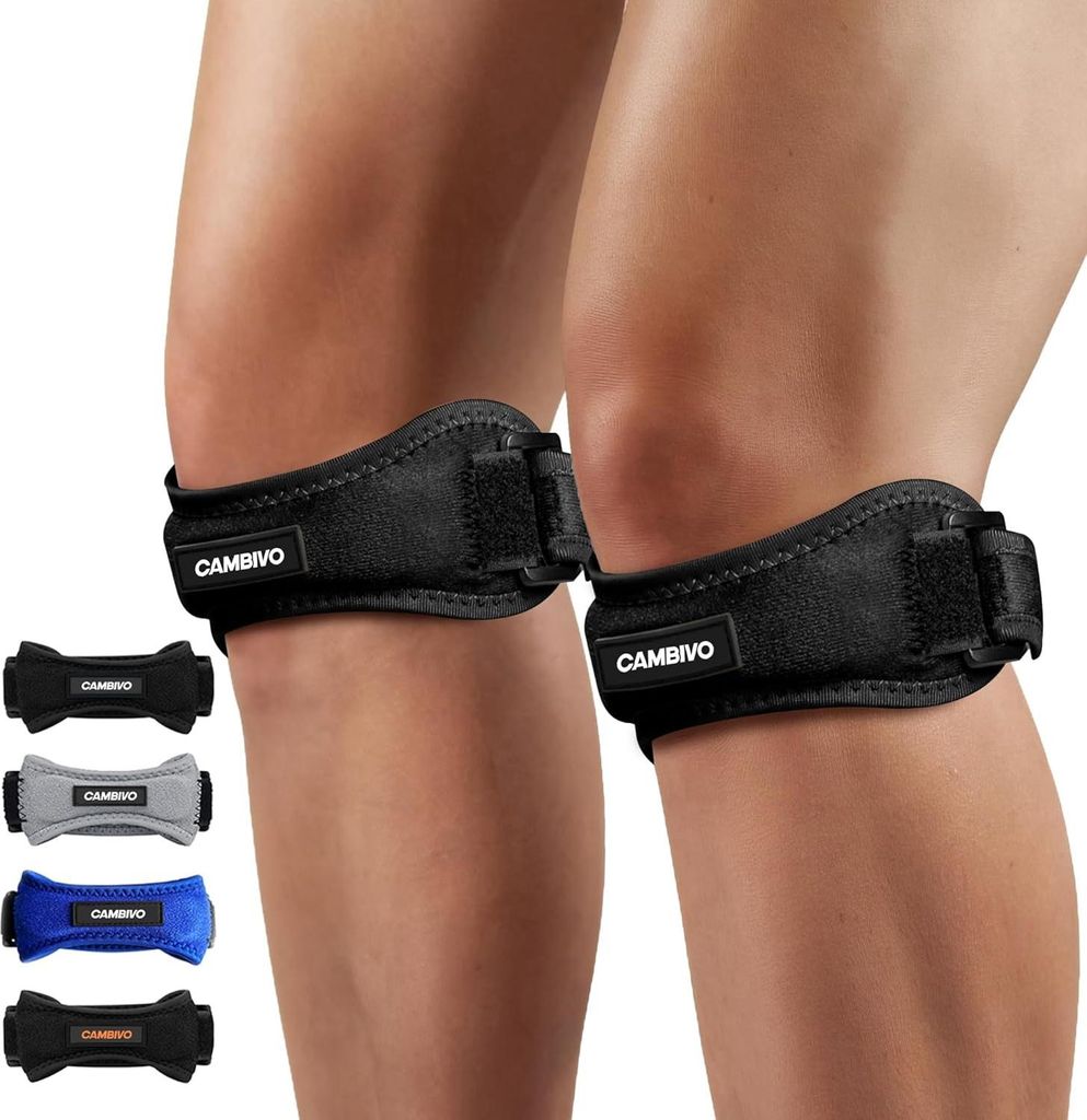 CAMBIVO 2 x Patellasehnenbandage, Knee Support, Patella Kniebandage, Verstellbare Bandage Knie für Damen und Männer beim Sport, Wandern, Fitness,...