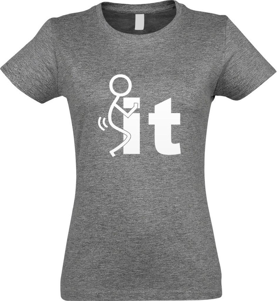 Kiwistar - T-Shirt tailliert - Damen - Graumeliert - Fuck It - mit Motiv Bedruckt - Funshirt Design - Sport - Freizeit - Damen - S