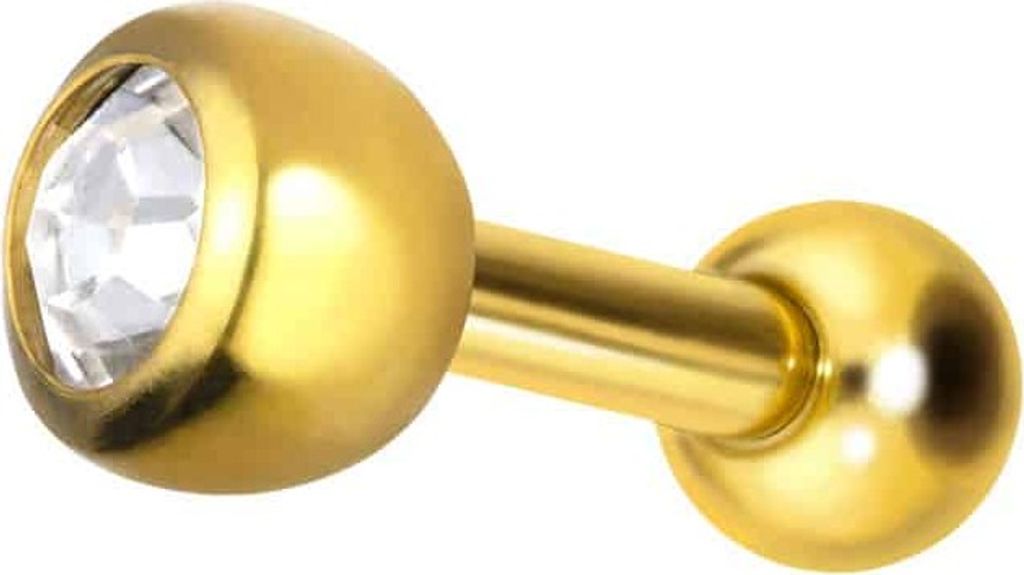 Ohrpiercing Titan Ohrpiercing mit Innengewinde KRISTALL Gold Stablänge: 6mm | Kugelgröße: 4mm
