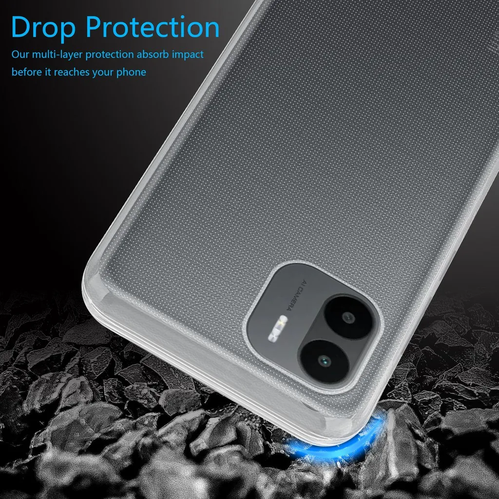 Custodia 2 In 1 TPU+PC Per Xiaomi Redmi A1 4G E A2 4G – Cover Trasparente Con Protezione Antiurto E Bordo Rialzato Per Fotocamera