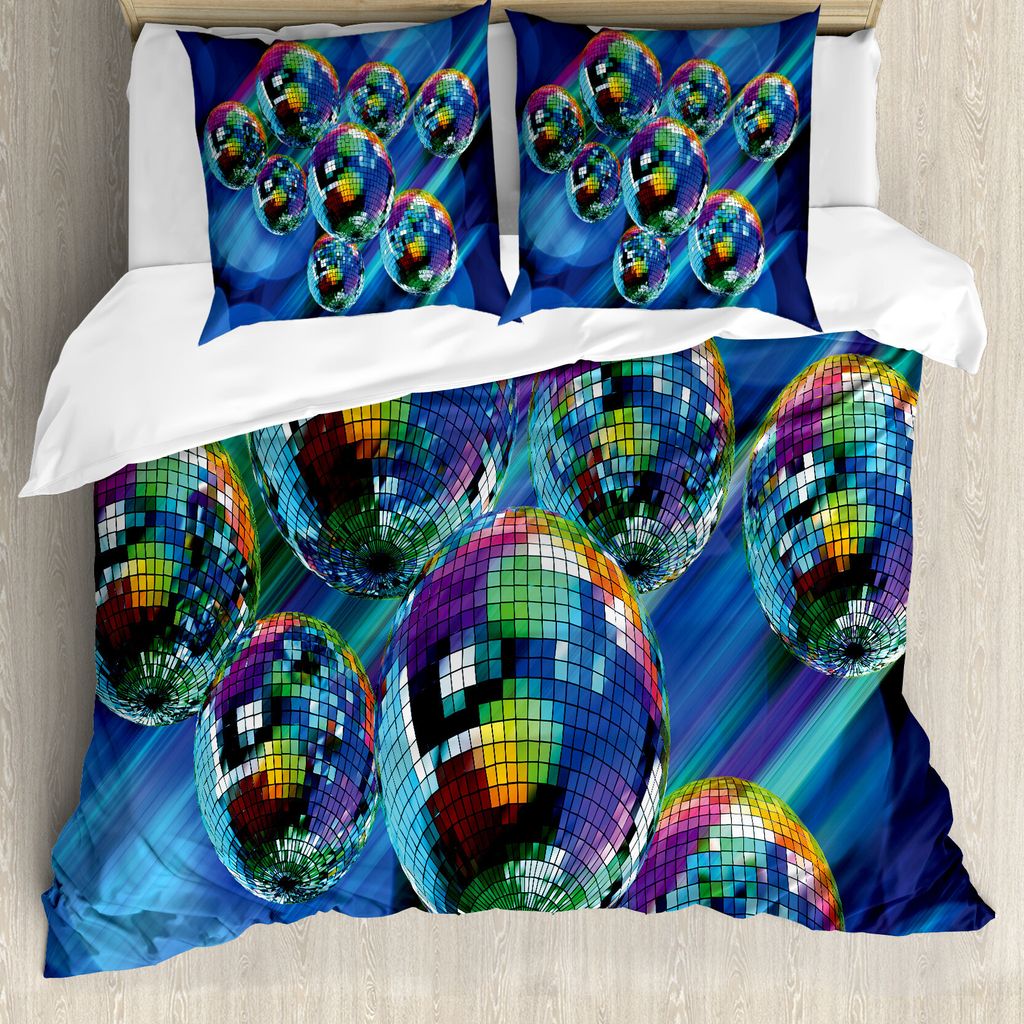 ABAKUHAUS 70s-Party Bettbezug, Bunte Disco Club, Milbensicher Allergiker geeignet mit Kissenbezügen, 155 cm x 220 cm - 80 x 80 cm, Mehrfarbig