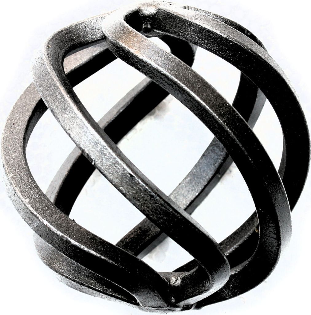 UHRIG Schmiedeeisen Zwirbel, Zierteil Vierkant Stahl, Korb Schnörkel für Geländer, Zaun uvm. Kugel Ø 70 mm