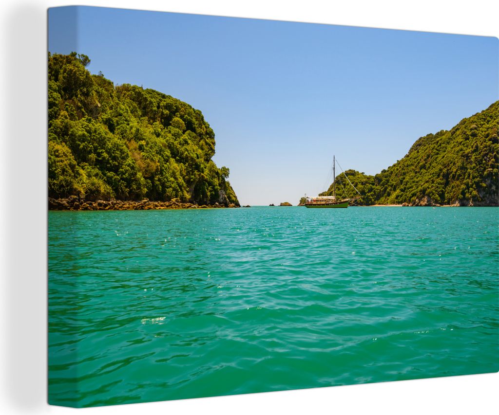 OneMillionCanvasses - Leinwandbilder - 140x90 cm, Die Gewässer des Abel Tasman National Park in Neuseeland, Wandbilder Kunstdruck Wanddekoration...
