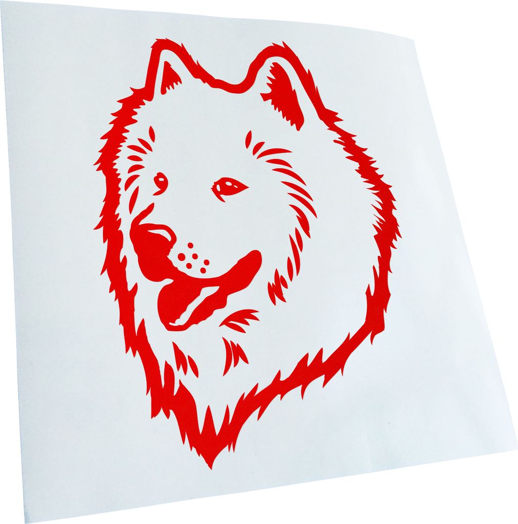 Kiwistar - Autoaufkleber - American Eskimo dog Hund - Rot - 30x23cm - Aufkleber für Auto, Laptop, Fahrrad, LKW, Motorrad mehrfarbig JDM Decal Racing