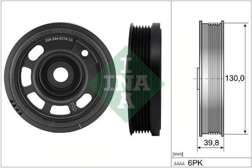 Poulie de vilebrequin INA 135 mm haute résistance pour VW Polo Berline