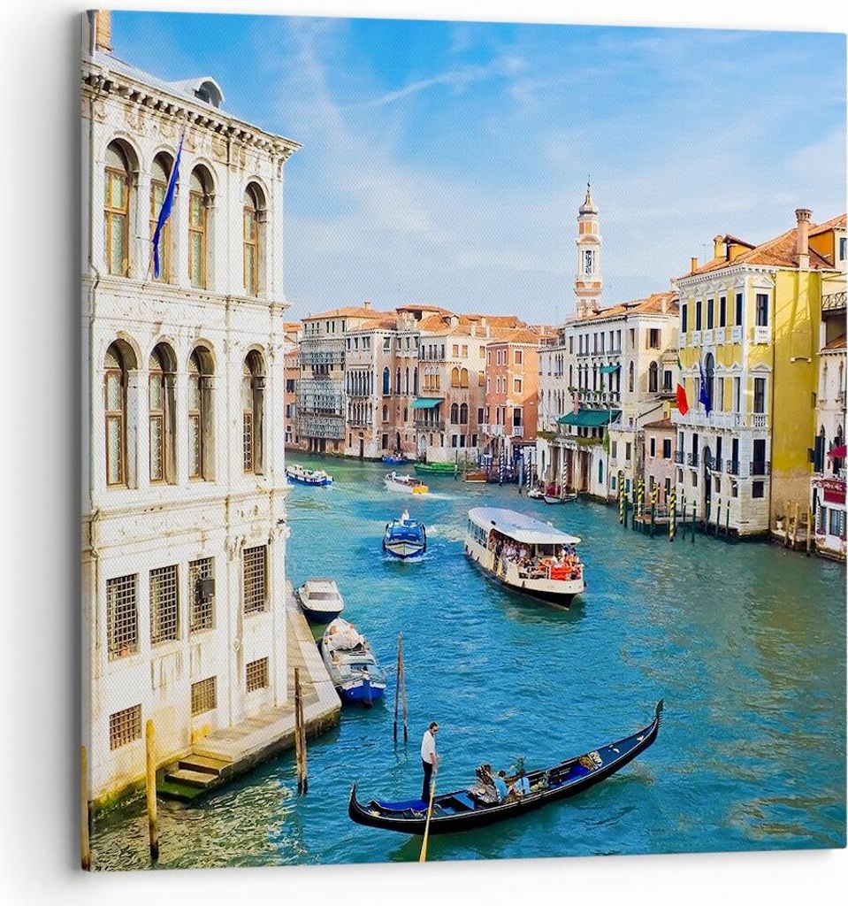 Bild auf Leinwand - Leinwandbild - Venedig Kanal Kreuzfahrt Gondel - 70x70cm - Wand Bild - Wanddeko - Leinwanddruck - Bilder - Kunstdruck - Wanddek...