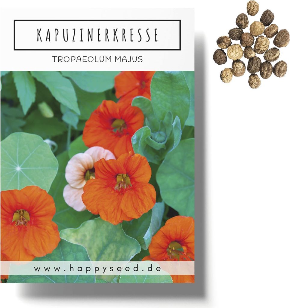 Kapuzinerkresse Samen (Tropaeolum majus) - Farbenprächtige, rankende Heilpflanze mit essbaren Blüten ideal für Garten und Balkon