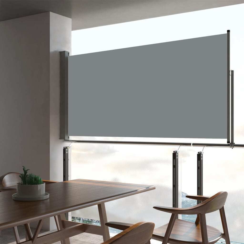The Living Store Ausziehbare Seitenmarkise 80×300 cm Grau