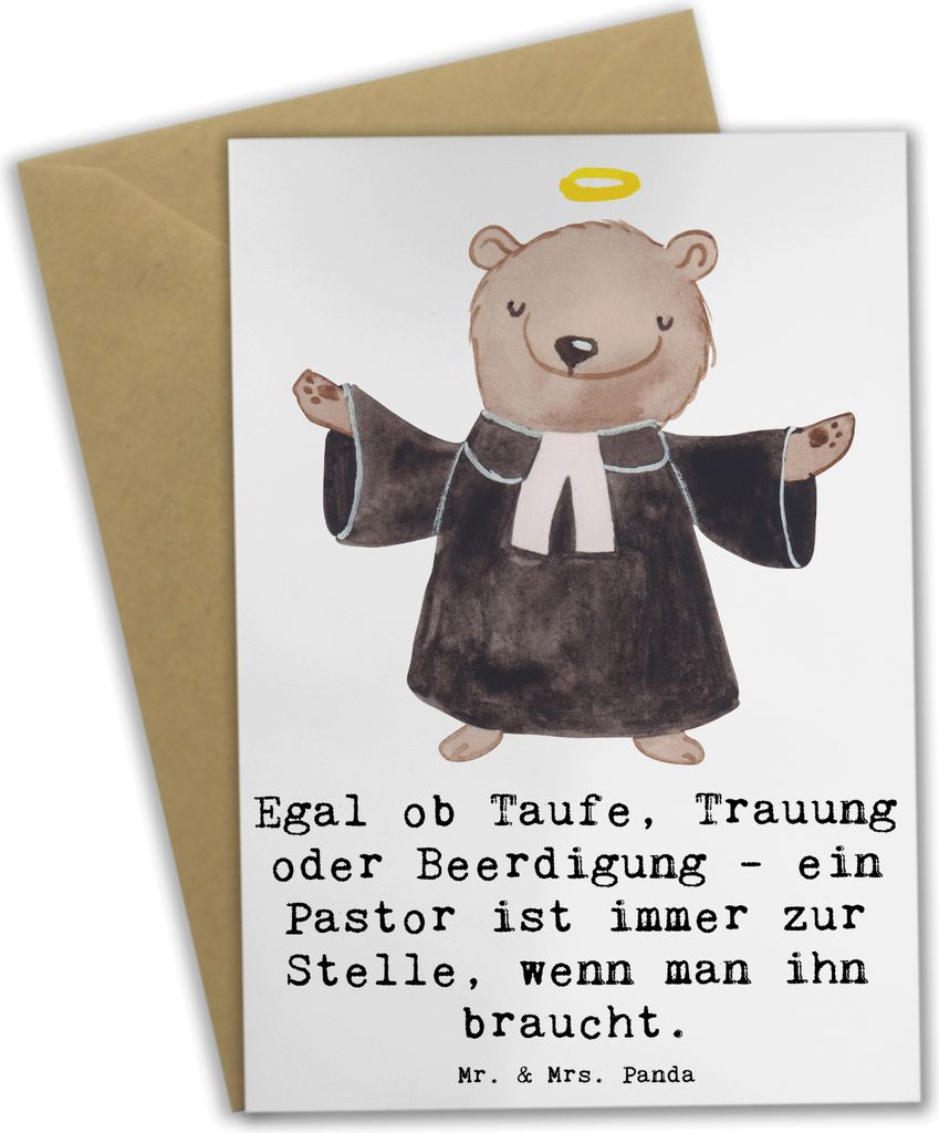 Mr. & Mrs. Panda Glückwunschkarte Pastor Begleiter - Weiß - Geschenk, Geschenke für Berufstätige, geistlicher Ansprechpartner, hochzeitskarten,...