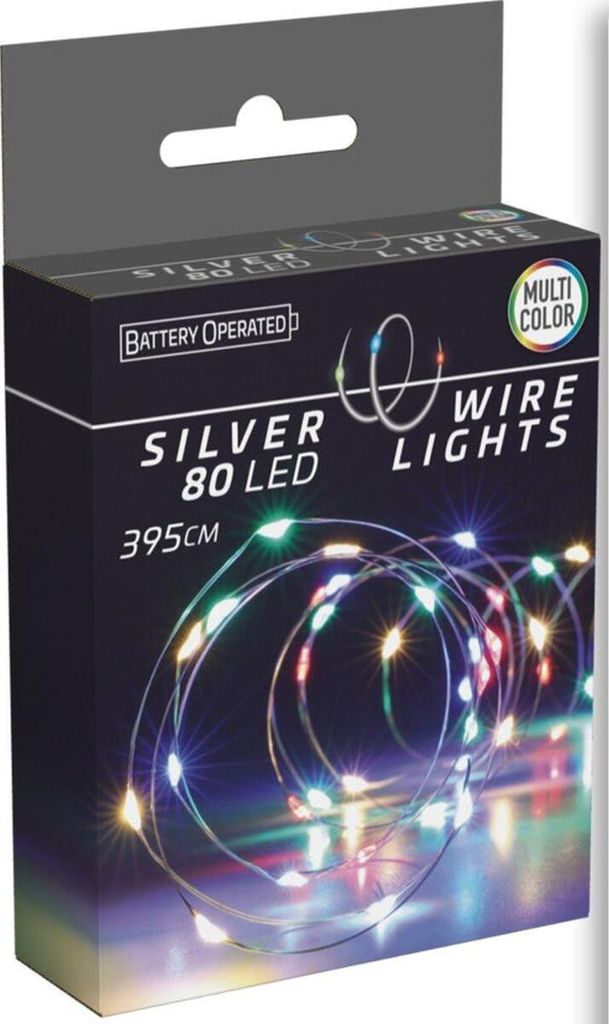 The image shows the packaging of a string of lights.