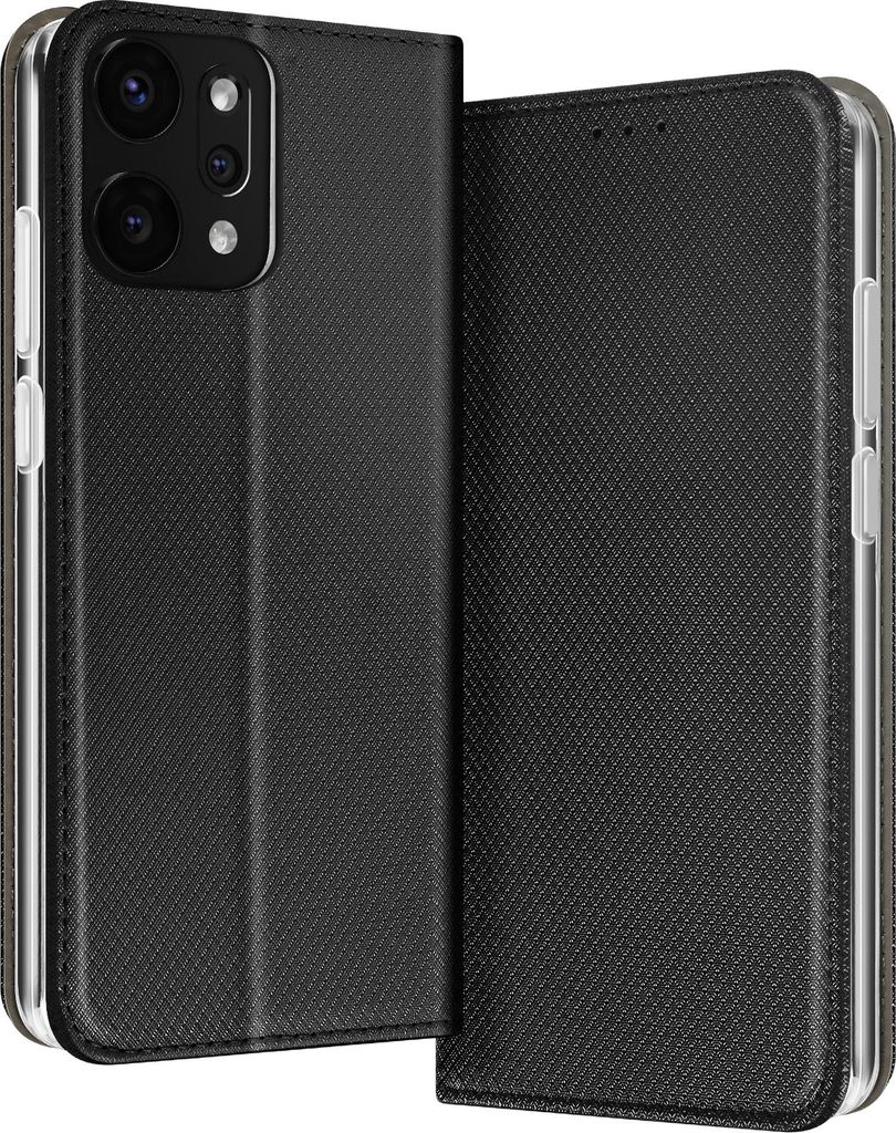Avizar, Strukturiertes Klappetui Oppo Reno 14 mit Kartenfach, Schwarz