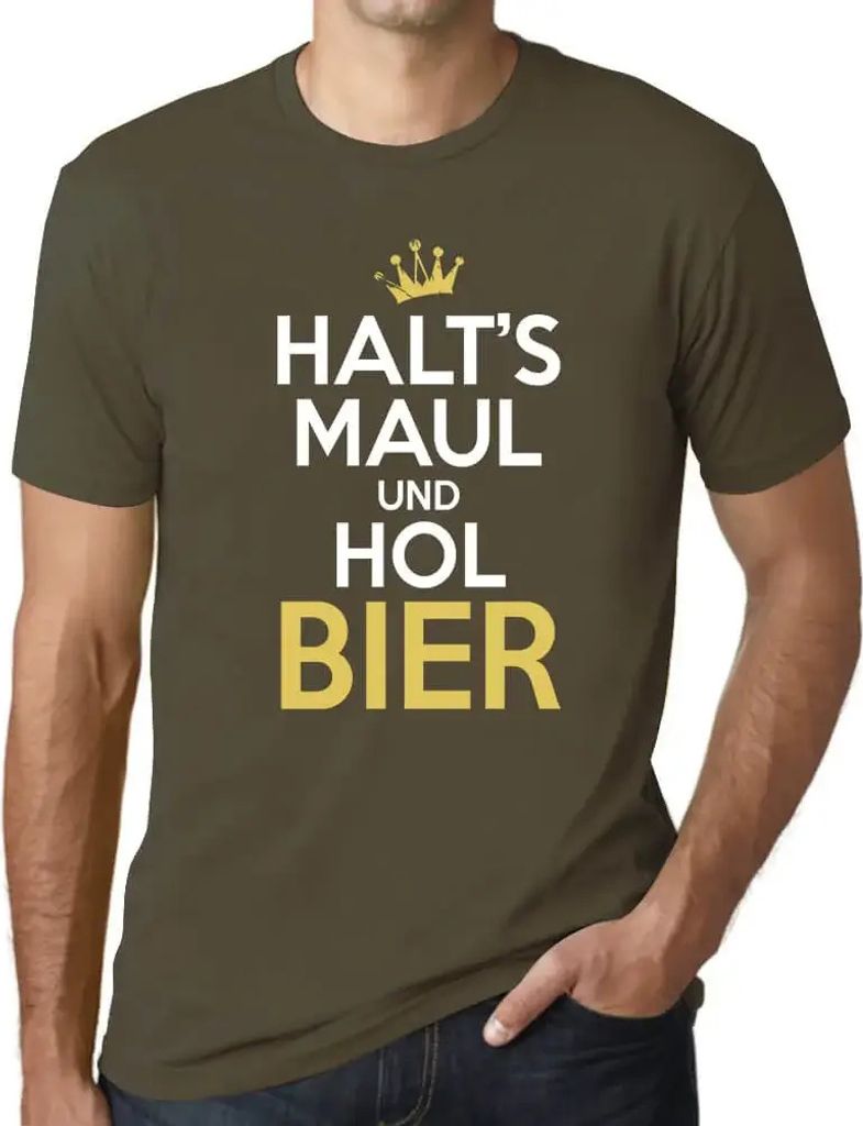 Herren Grafik T-Shirt Halt's Maul Und Hol Bier Öko-Verantwortlich Vintage Jahrgang Kurzarm Lustige Druck Geburtstag Geschenk Mann