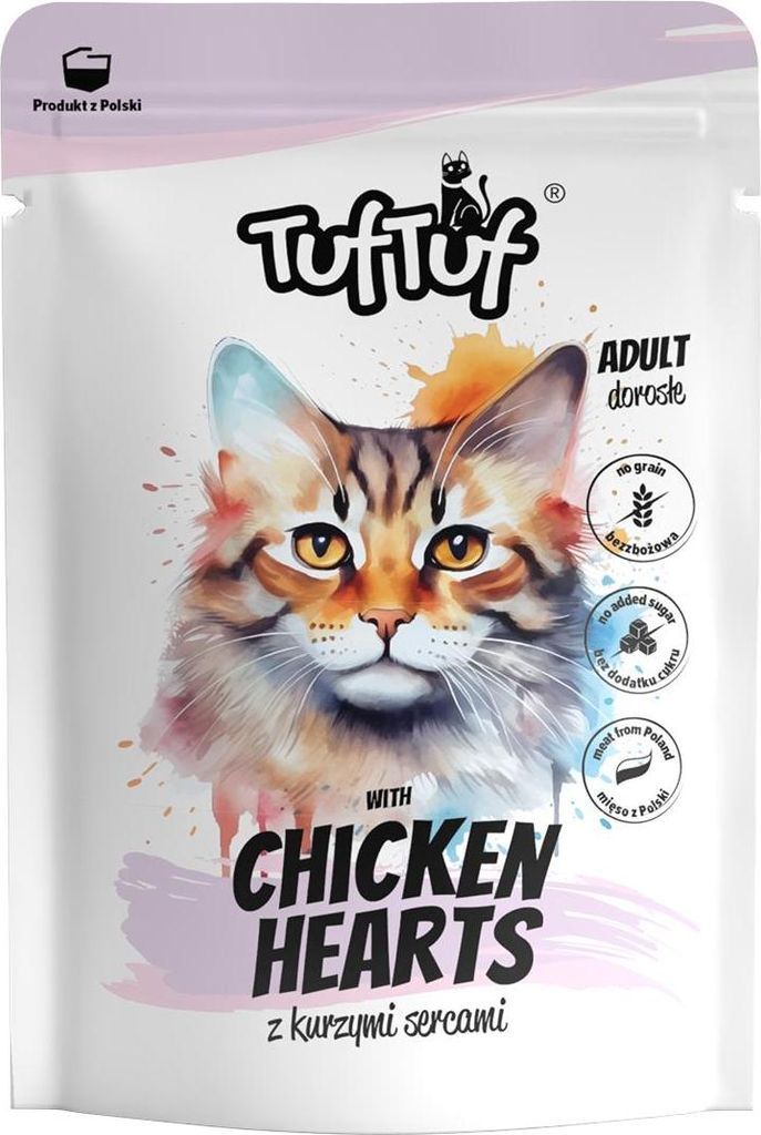 TUF TUF Frühstücksfleisch mit Hühnerherzen - Nassfutter für Katzen - 24 x 300 g