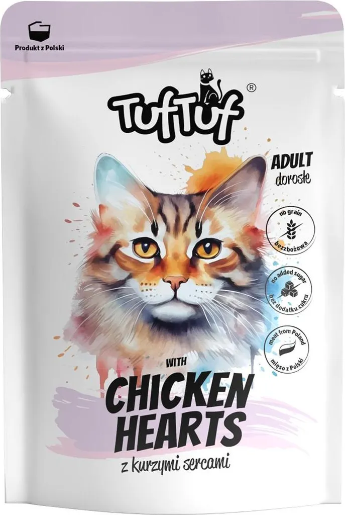Nourriture humide pour chat TufTuf Poulet Cœur - Repas complet Sachet 300g