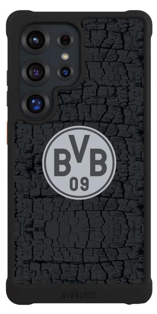 NIVOCASE Hülle für Samsung Galaxy S25 Ultra Stoßfeste Handyhülle NIVOmax Case Schwarz BVB Borussia Dortmund Trikot