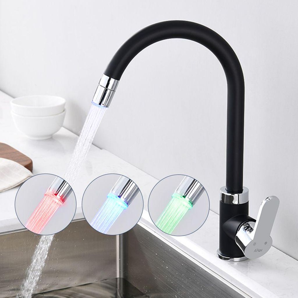 Küchenarmatur LED Armatur Einhebelmischer Spültischarmatur Wasserhahn Küche 