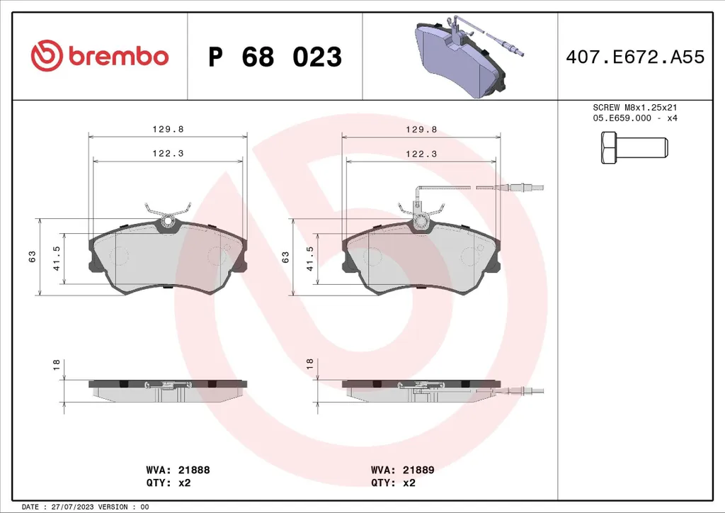 Plaquettes de frein pour Espace III Brembo chargement lourd
