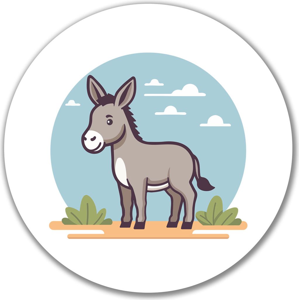 Huuraa Aufkleber süßer Esel Comic 10cm rund Sticker Geschenkidee