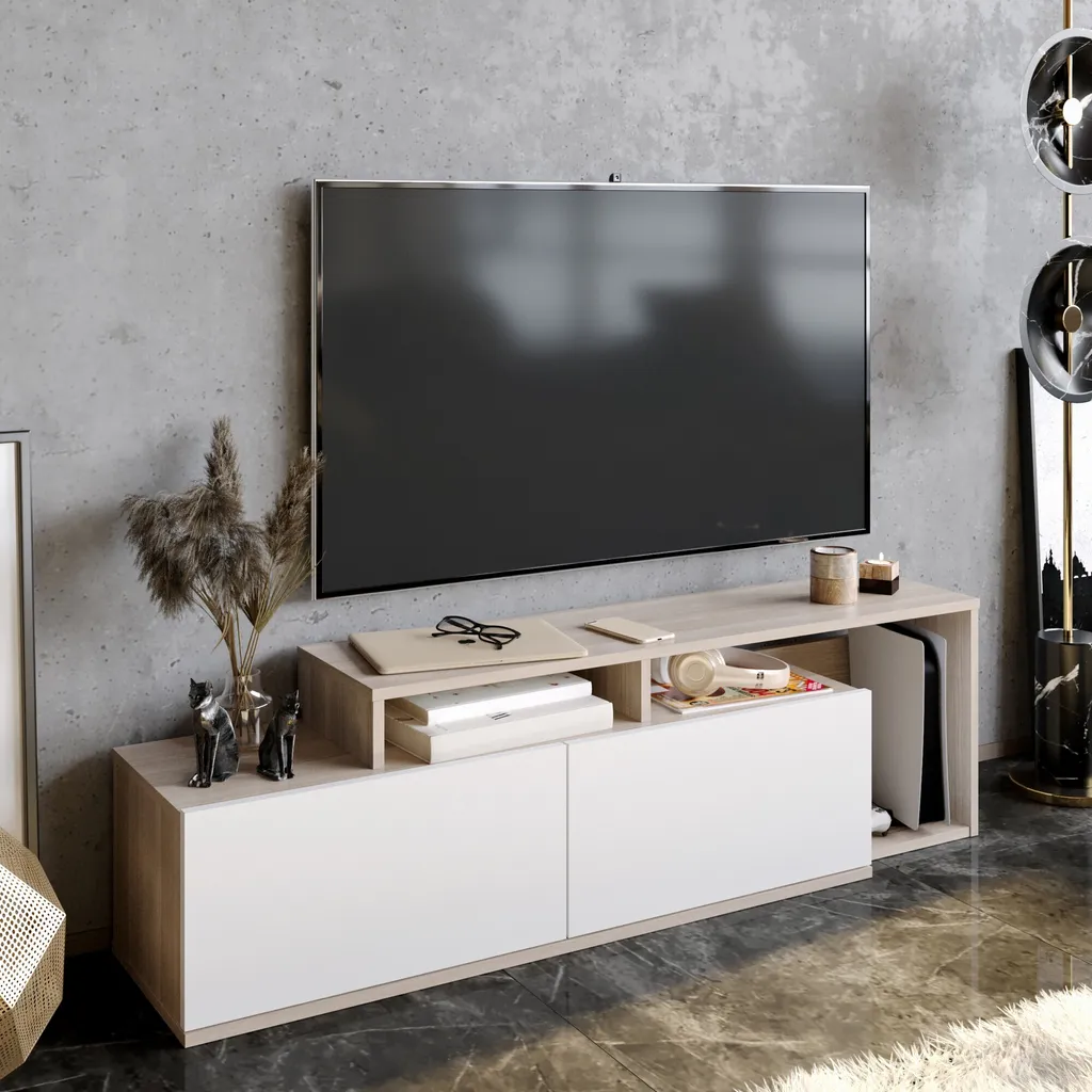 Meuble TV pour Salon Moderne Nexera Cordoba - Organiseur Multimédia 150cm