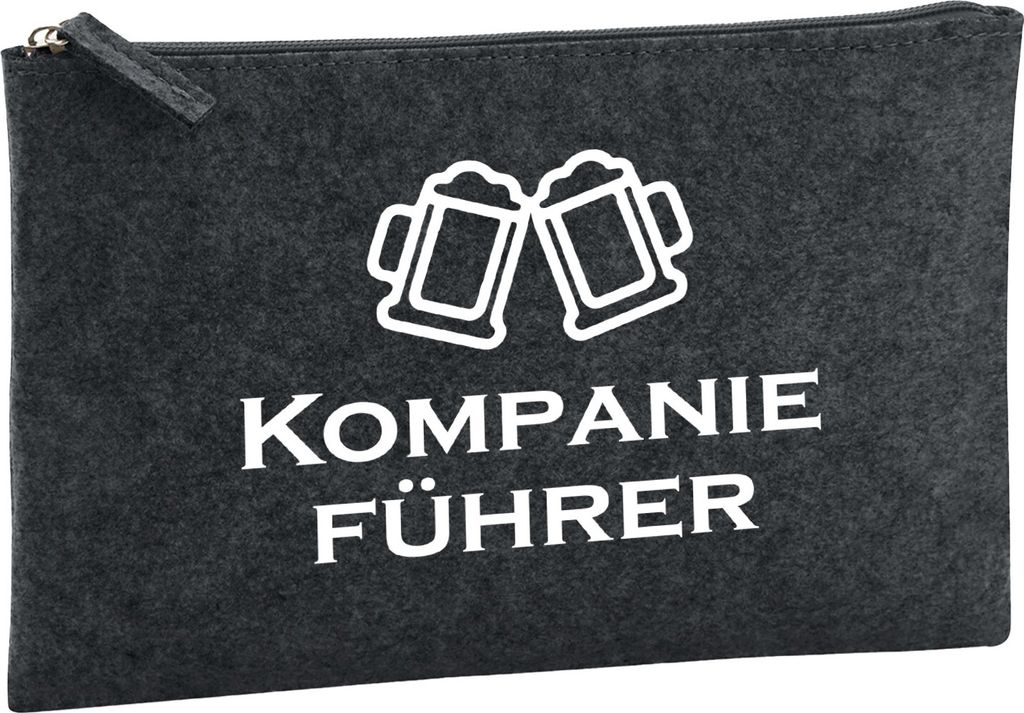 Huuraa Kulturbeutel Kompanieführer Schützenfest 1 Liter Charcoal Filz Kosmetiktasche Geschenkidee