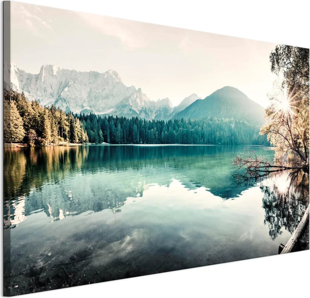 LUMASOUL Stampa su Tela Lago 90x60 cm - Quadro Parete Cornice Legno