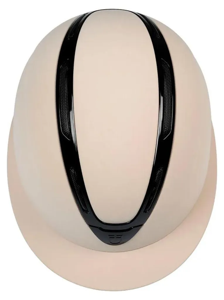 Bombe d'équitation Equestro Apocalipse beige textile visière large