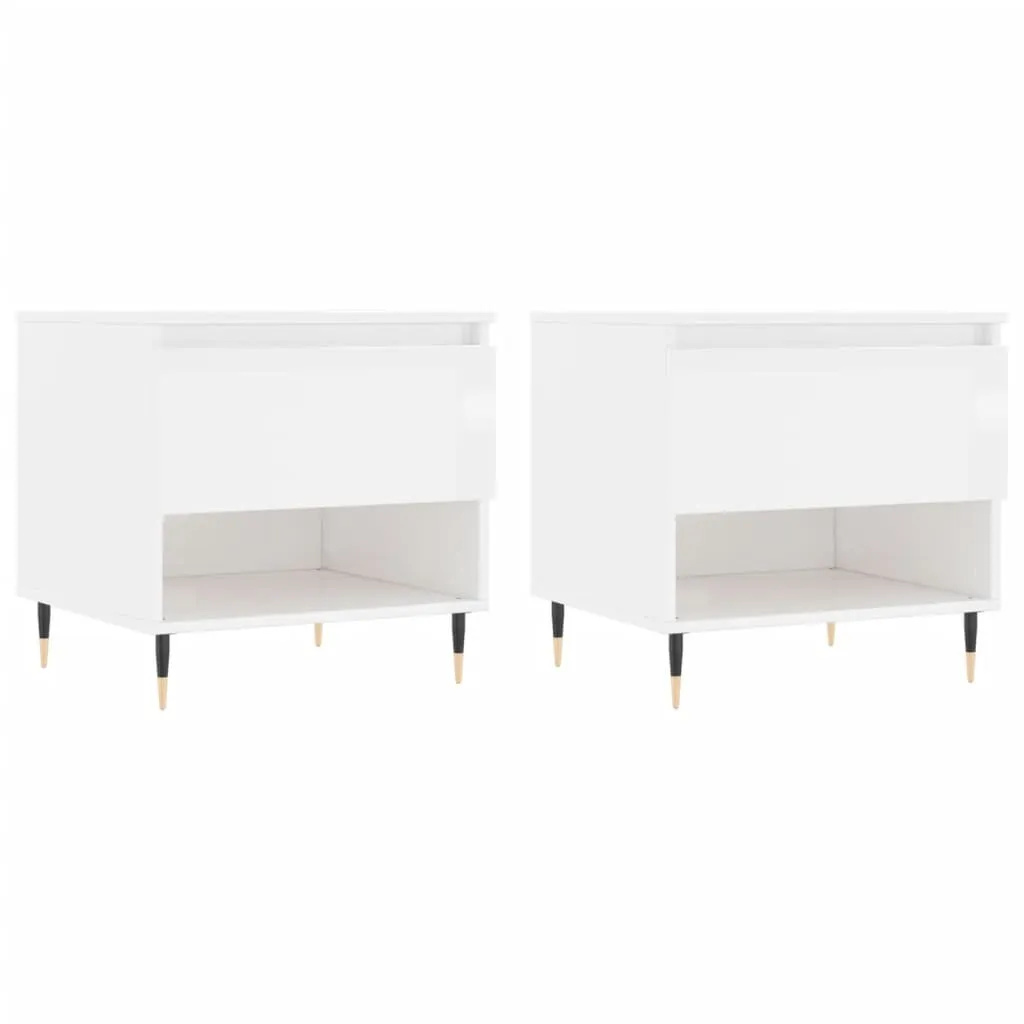 Set 2 Tavolini Minimal SYFAX™ Bianco Lucido 50x46x50cm Multistrato