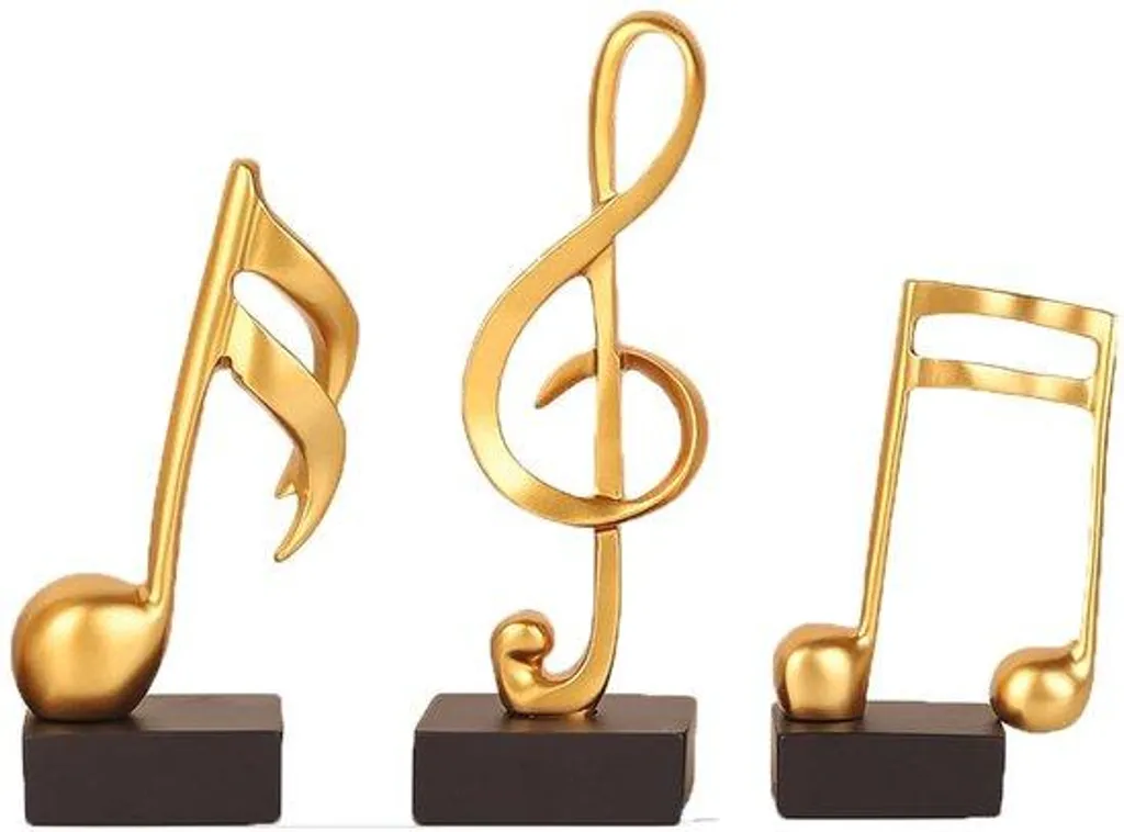 Décoration Piano Notes de Musique - Set de 3 Figurines Or Modernes