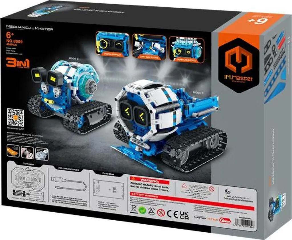 Robot de Construction Programmable 3 en 1 avec Télécommande RC 494 Pièces