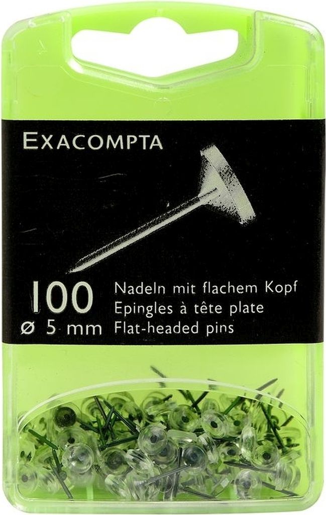 Flachkopfnadeln 5mm VE=5x100 Stück kristall