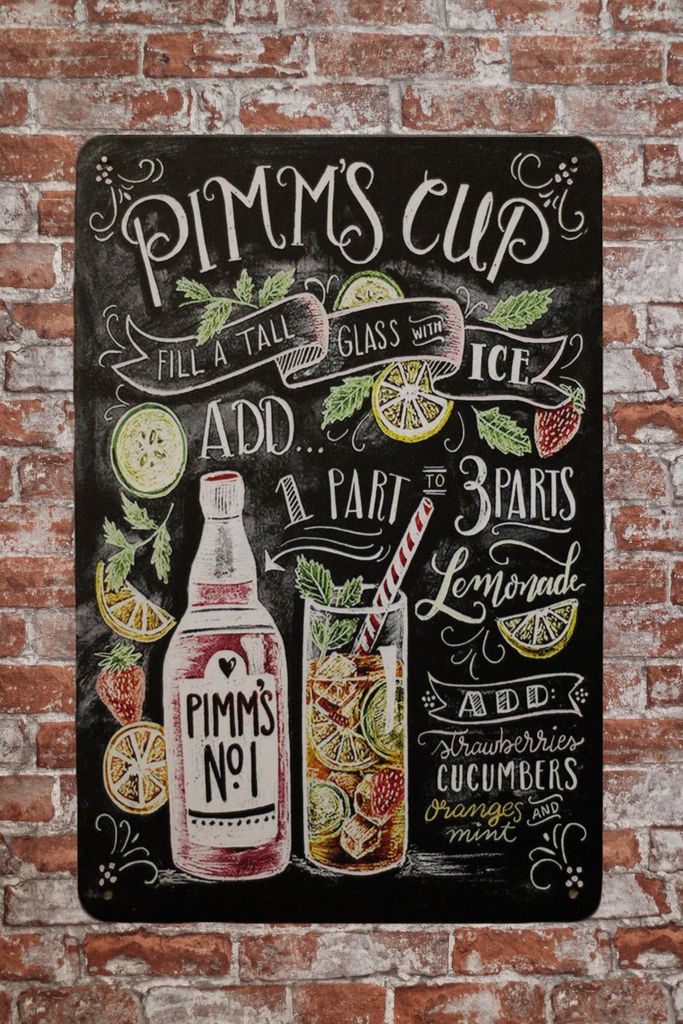 Pimm’s Cup Metallschild - Blechschild - Mancave Dekoration - Metallschilder - Metal Sign - Spruchschild - Wandplatte - Vintage blechschild.